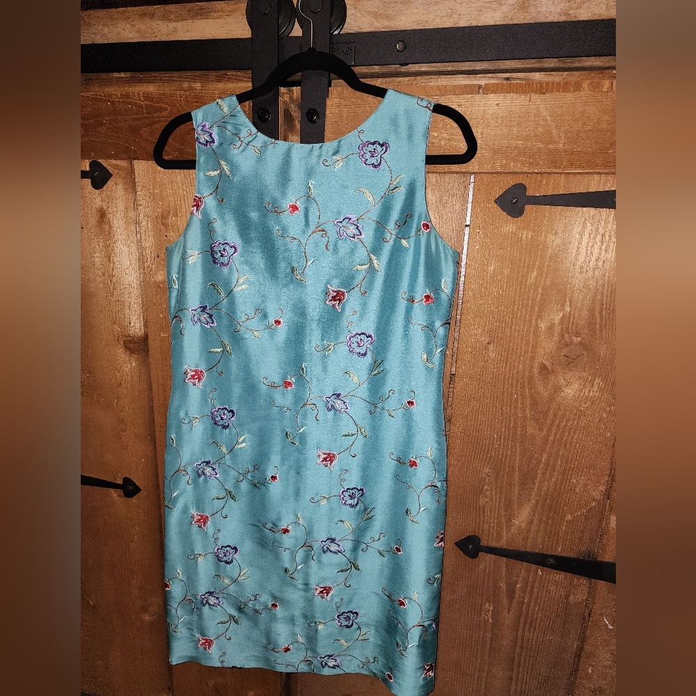 Teal Embroidered Dress